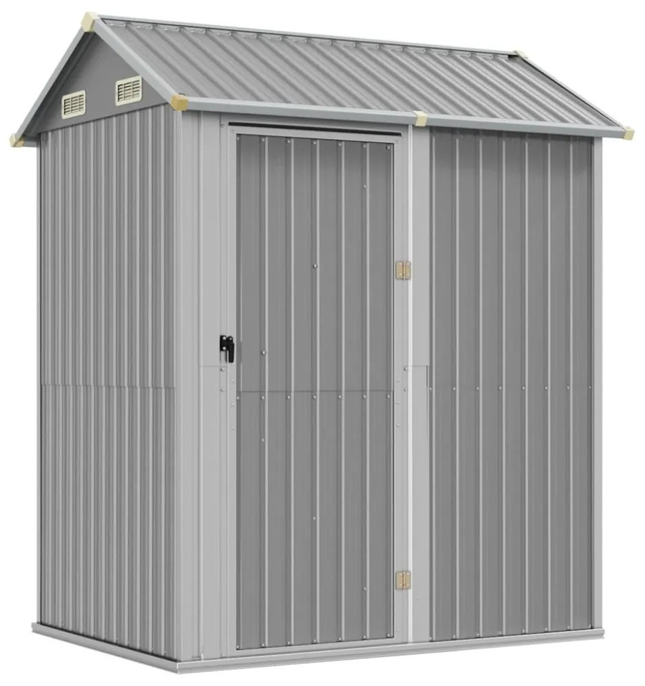 világosszürke horganyzott acél kerti fészer 192 x 152,5 x 237 cm