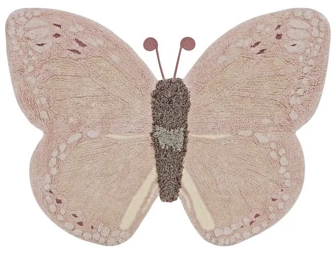 Világos rózsaszín-bézs mosható kézi szövésű pamut gyerek szőnyeg 90x120 cm Baby Butterfly – Lorena Canals