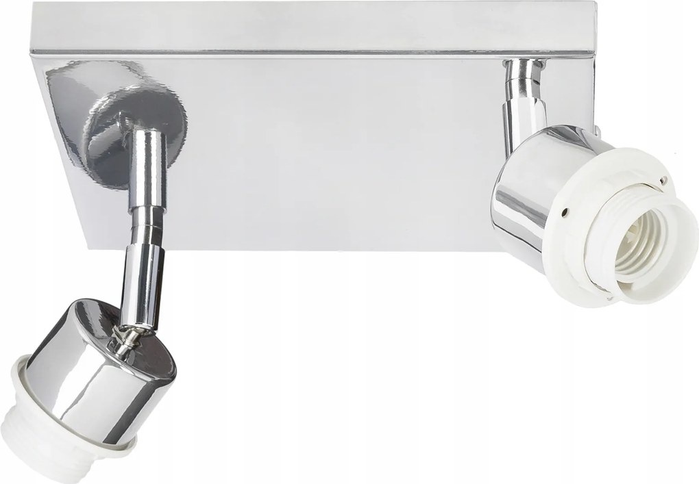 Alap Mennyezeti Lámpa Plafon Állítható Króm Fém 2X E27 Lámpabúra