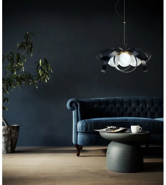 Zuma Line 1139 - Csillár zsinóron NELA FLAT 4xE14/40W/230V fekete