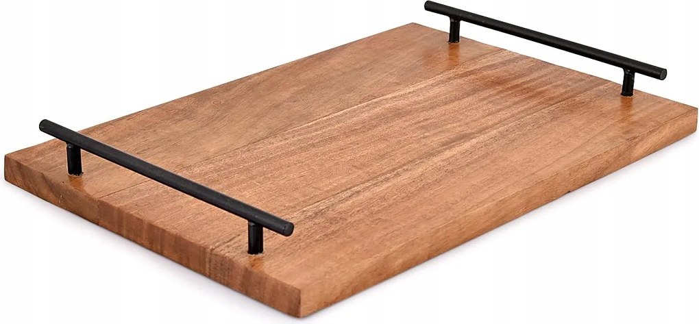 Akácfa tálca, rusztikus, fogantyúkkal, 38x25,4 cm-es, kínáláshoz