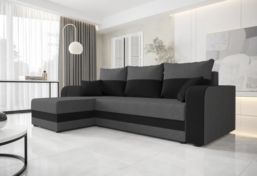 WELTA ágyazható sarok ülőgarnitúra, 235x85x139, szürke/fehér, mikrofáze10/fehér