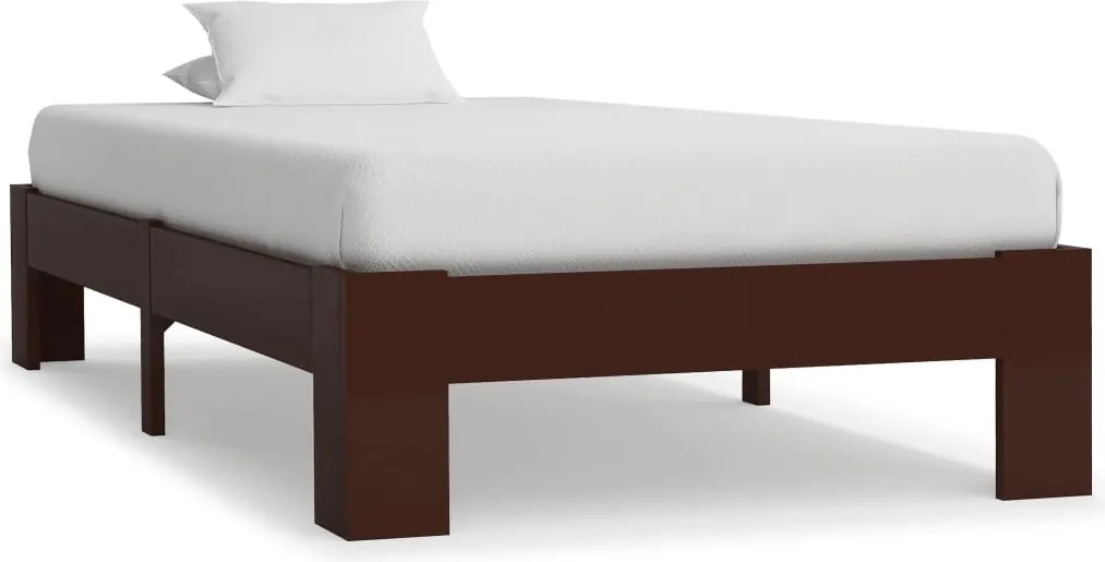 vidaXL sötétbarna tömör fenyőfa ágykeret 90 x 200 cm