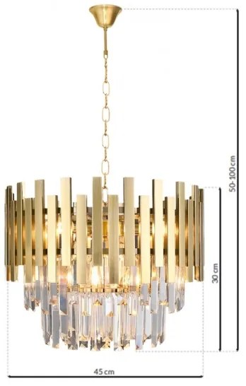 Csillár láncon ASPEN GOLD 6xE14/40W/230V