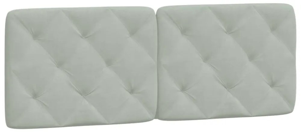 világosszürke bársony ágykeret LED-ekkel matrac nélkül 140 x 200 cm