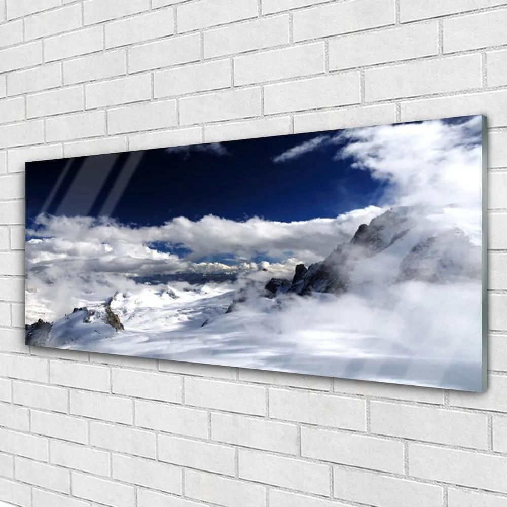 Modern üvegkép Felhők Hegyi táj 100x50 cm
