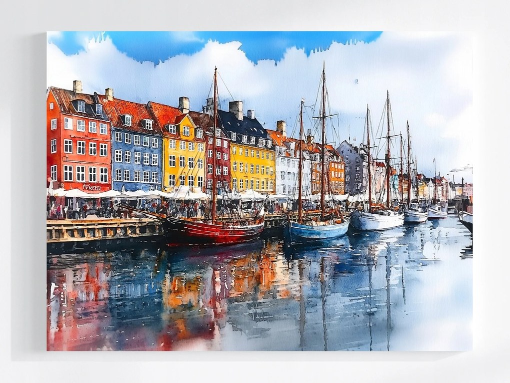 Vászonkép Canvas Tájkép Város Dánia Koppenhága Nyhavn Csatorna 80x60