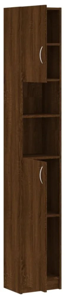 barna tölgy színű szerelt fa faliszekrény 32x25,5x190 cm