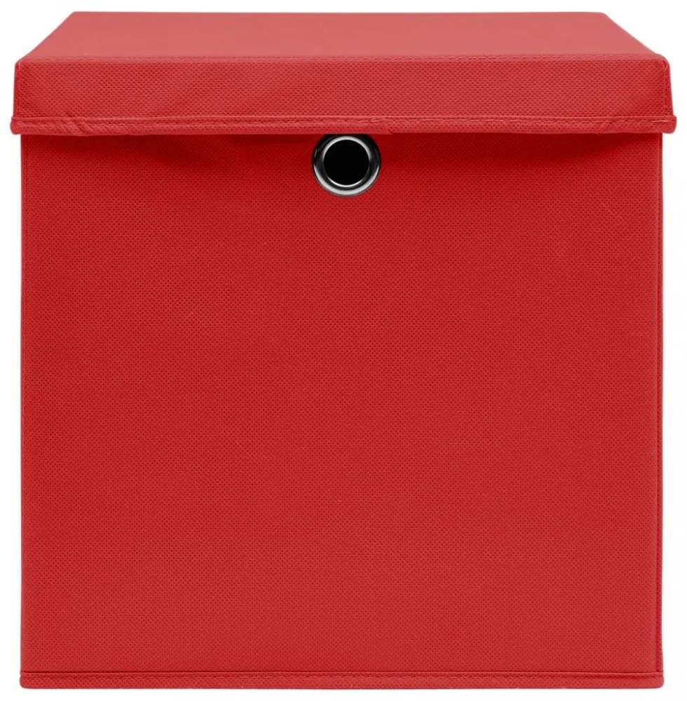 vidaXL 10 db piros szövet tárolódoboz fedéllel 32 x 32 x 32 cm