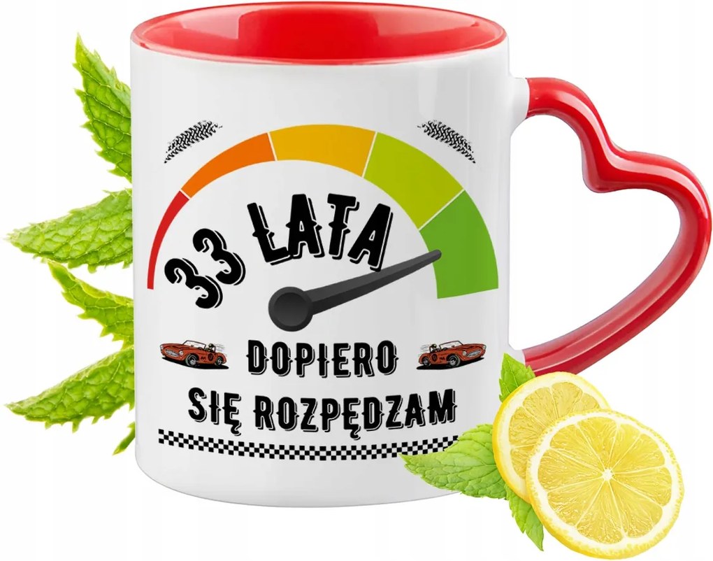 Születésnap 33 33. 33. Piros Bögre Szív Alakú Füllel Ajándék