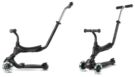 QPlay - Gyermekroller LED világító kerekekkel 5 az 1-ben SEMA PRO fekete