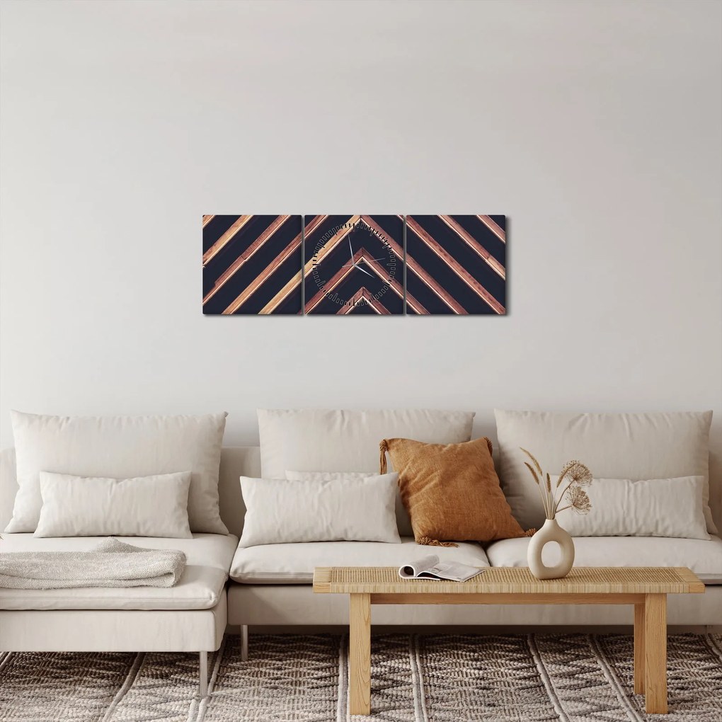 Egy fa motívum képe fekete alapon (órával) (90x30 cm)