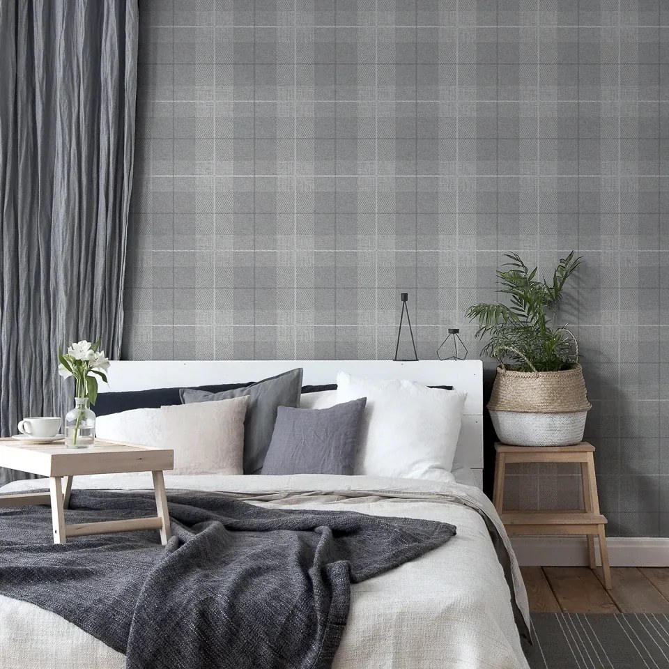 Arthouse Signature 1 Country Tartan szürke kockás vlies tapéta – 294901