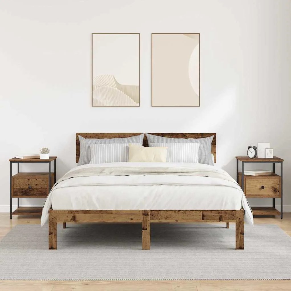 Éjjeliszekrény fiókkal 2 pcs Régi fa 40 x 42 x 56 cm Faanyag