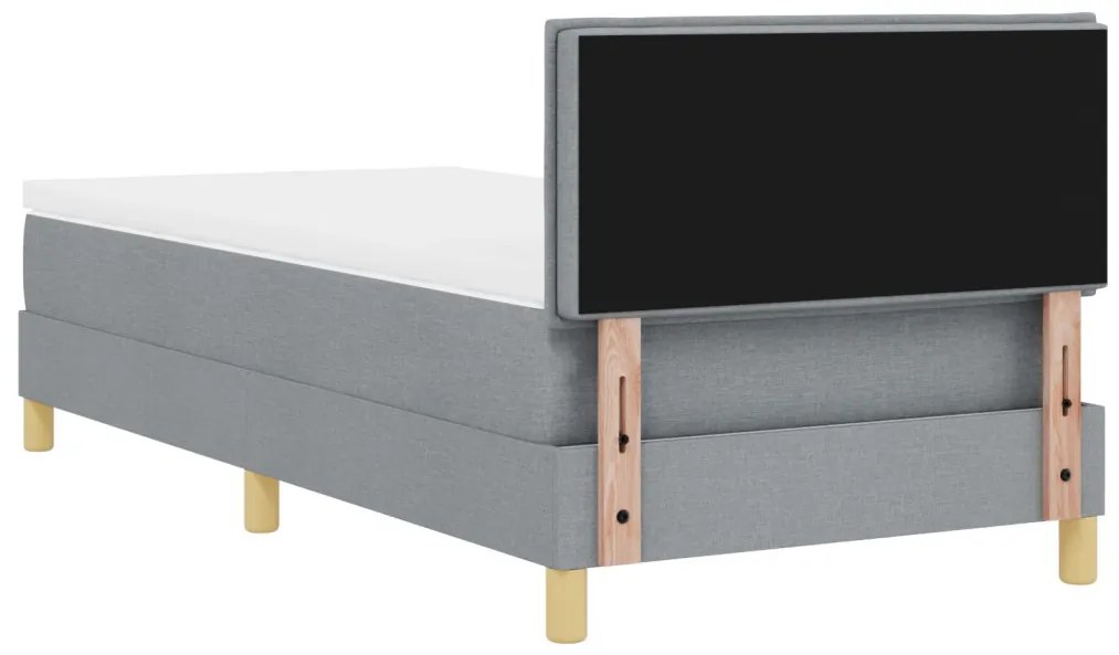 Box Spring Ágy matraccal és LED világosszürke 90x200 cm szövet