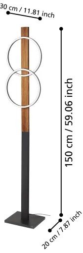 Eglo 900892 - LED Állólámpa BOYAL 2xLED/12W/230V 3000K barna/fekete