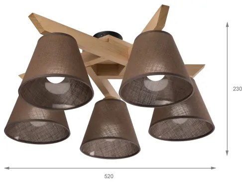 Brilagi - LED  Felületre szerelhető csillár  ANTHONY 5xE14/40W/230V tölgy/barna