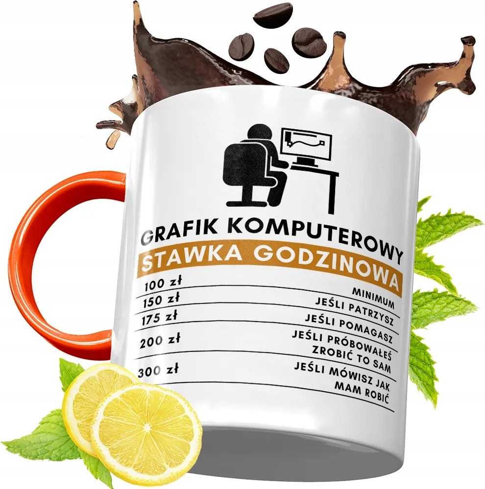 Narancssárga Bögre Grafikusoknak Tökéletes Ajándék fényképes nyomtatással