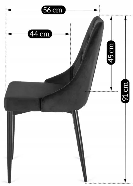 Scaun de sufragerie elegant, catifea neagră. EMPOLI