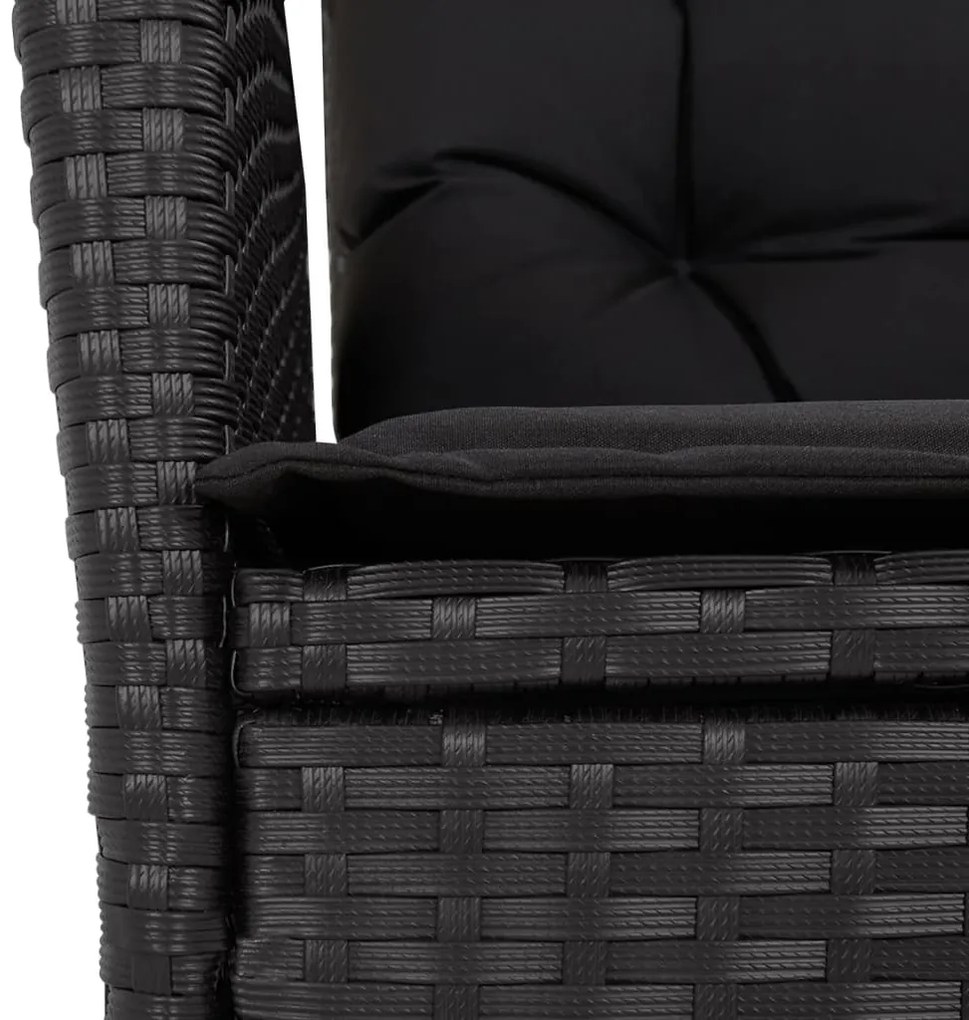 9 részes fekete polyrattan kerti étkezőgarnitúra párnákkal