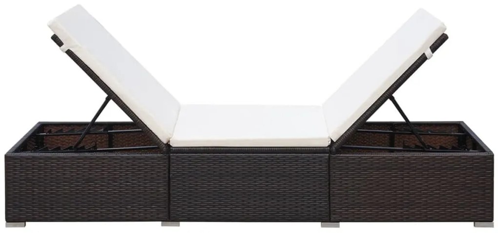 Barna polyrattan napozóágy párnával