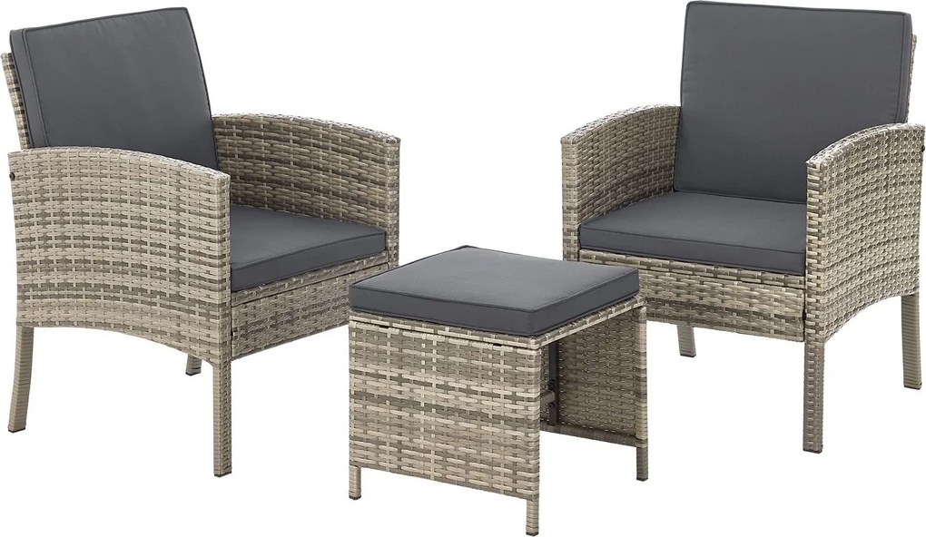 Juskys Rattan kerti bútor szett Turin - szürke