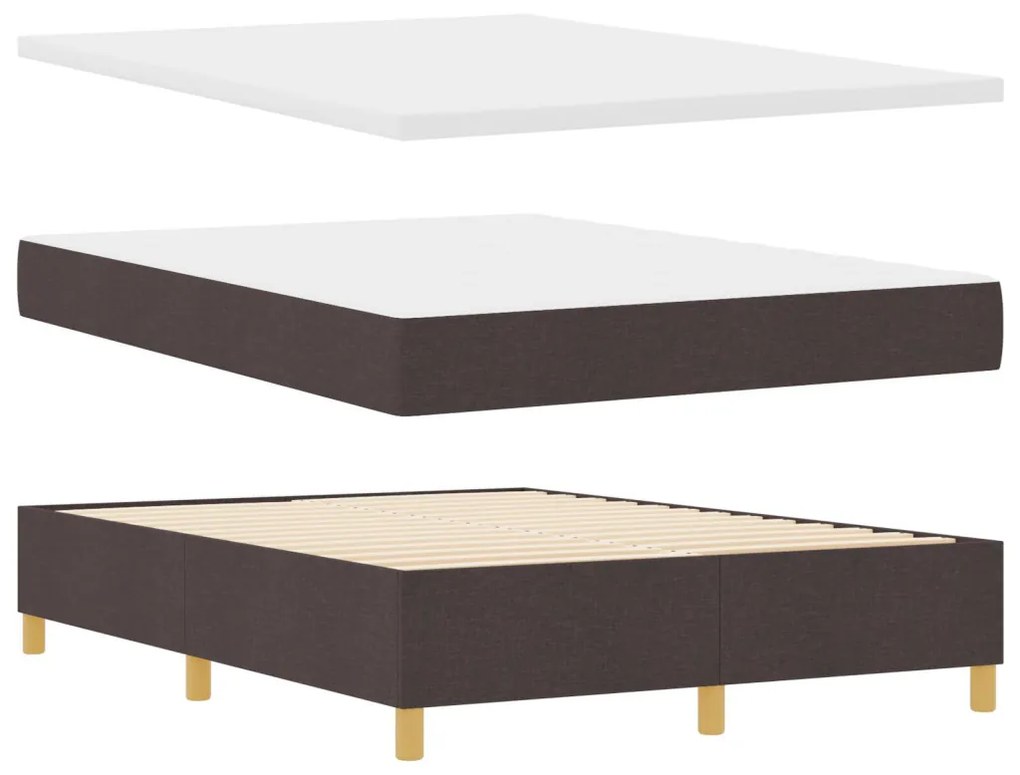 Boxspring ágy matraccal és paddal Sötétbarna 140x190 cm Szövet