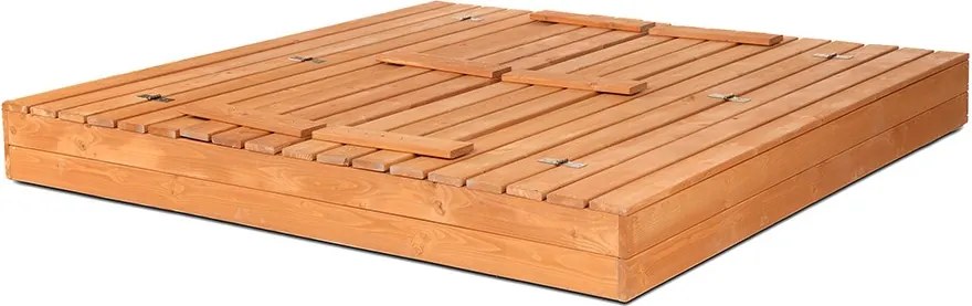 Gyerek fa homokozó fedővel és padokkal Baby Mix 180x180 cm