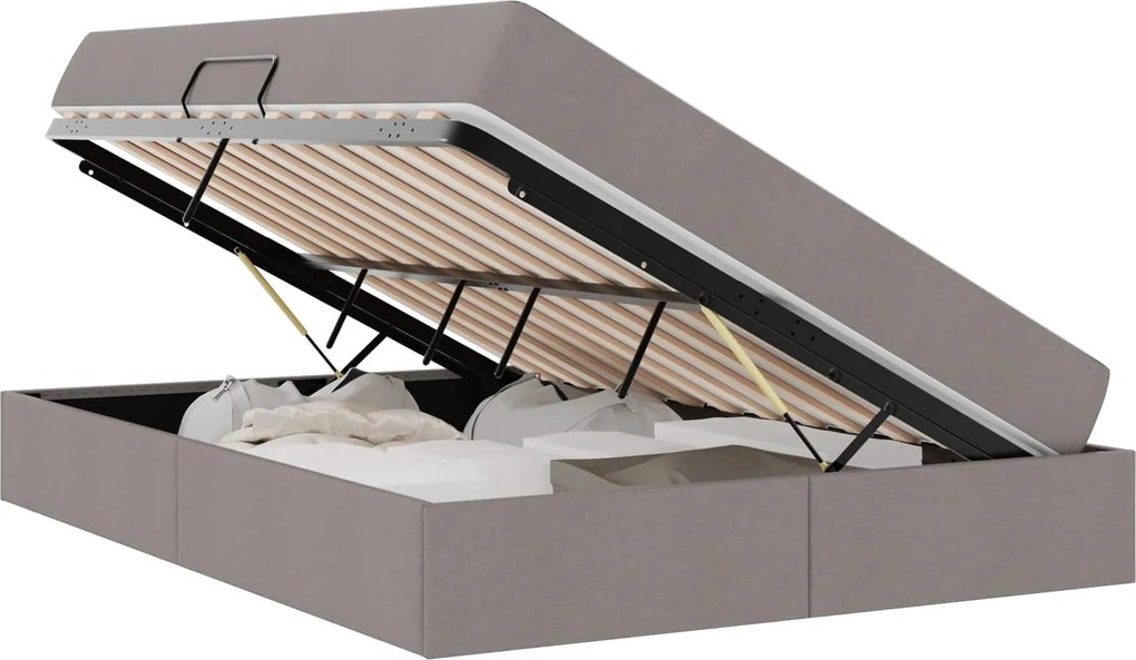 vidaXL Ágy tárolóval és matraccal Tópszínű 140 x 190 cm Poliészter