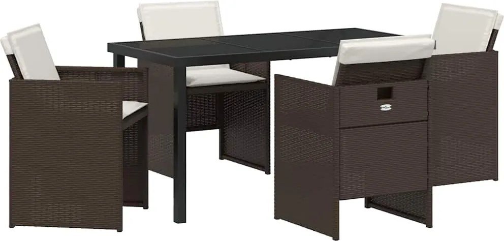 vidaXL Kert étkező szett 5 pcs Barna polirattan