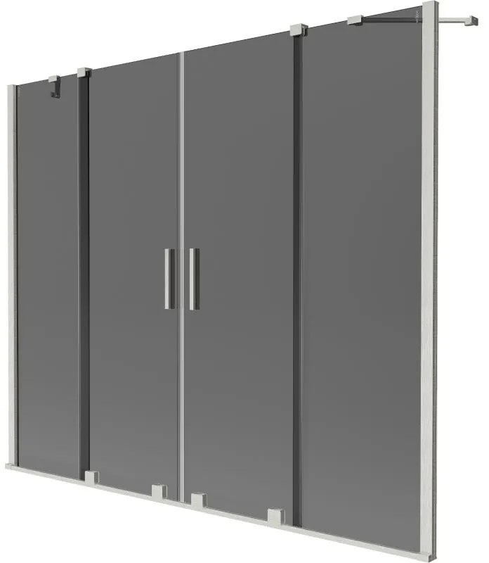 Mexen Velar Duo, 2 szárnyas eltolható kádparaván 180 x 150 cm, 8mm szürke üveg, csiszolt acél, 896-180-000-42-97