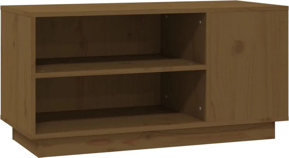 vidaXL mézbarna tömör fenyőfa TV-szekrény 80x35x40,5 cm