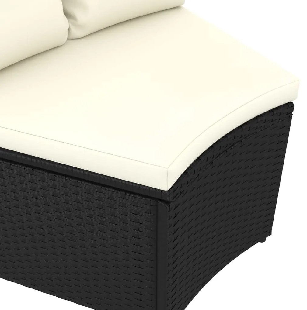 2 részes fekete polyrattan kerti ülőgarnitúra párnákkal