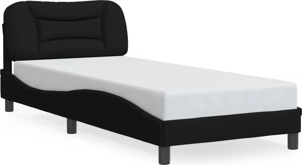 vidaXL fekete szövet ágykeret LED-ekkel matrac nélkül Hvar 90x200 cm