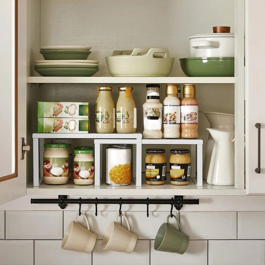 Polcrendszerező, egymásra rakható fém fűszertartó 2 db, fehér