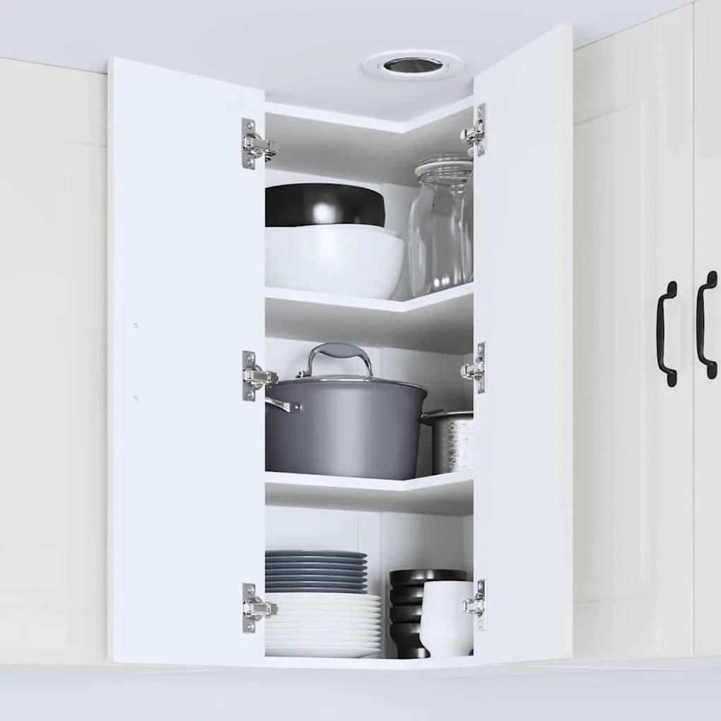 Fali konyhaszekrény Magas Fényű Fehér 57 x 57 x 80 cm Faanyag