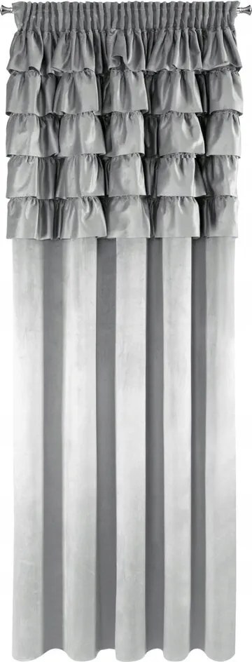 Szalagra kész függöny Aura 140x270 Eurofirany ezüst bársony fodros