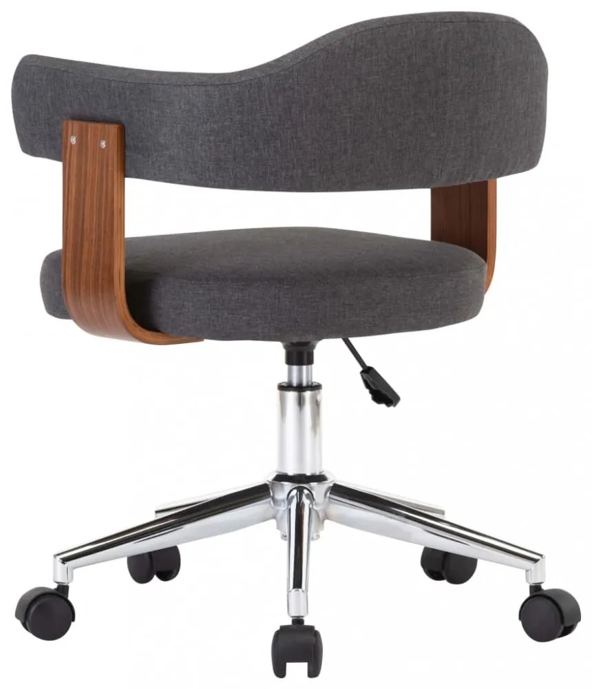 vidaXL 4 db szürke hajlított fa és szövet forgó étkezőszék