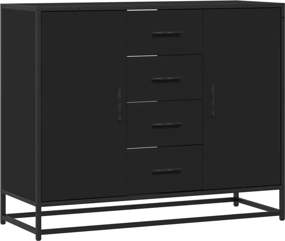 vidaXL fekete szerelt fa tálalószekrény 92 x 35 x 76 cm