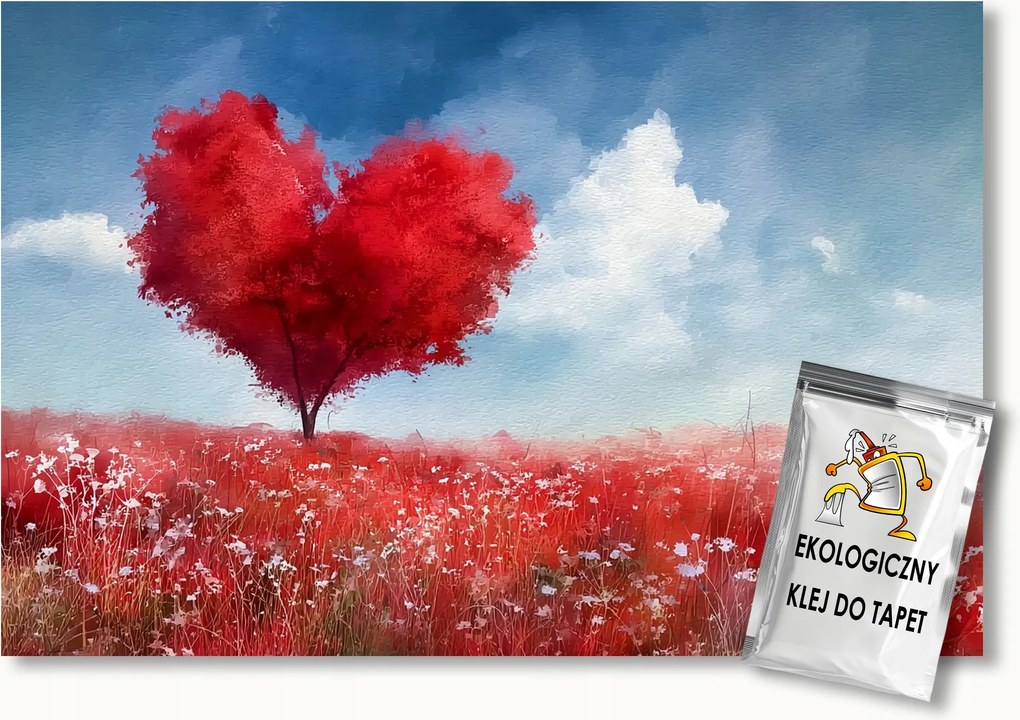 Fotótapéta Flizelina Tavasz Nyár Fa Rét Virágok Szív 150x105 ragasztó
