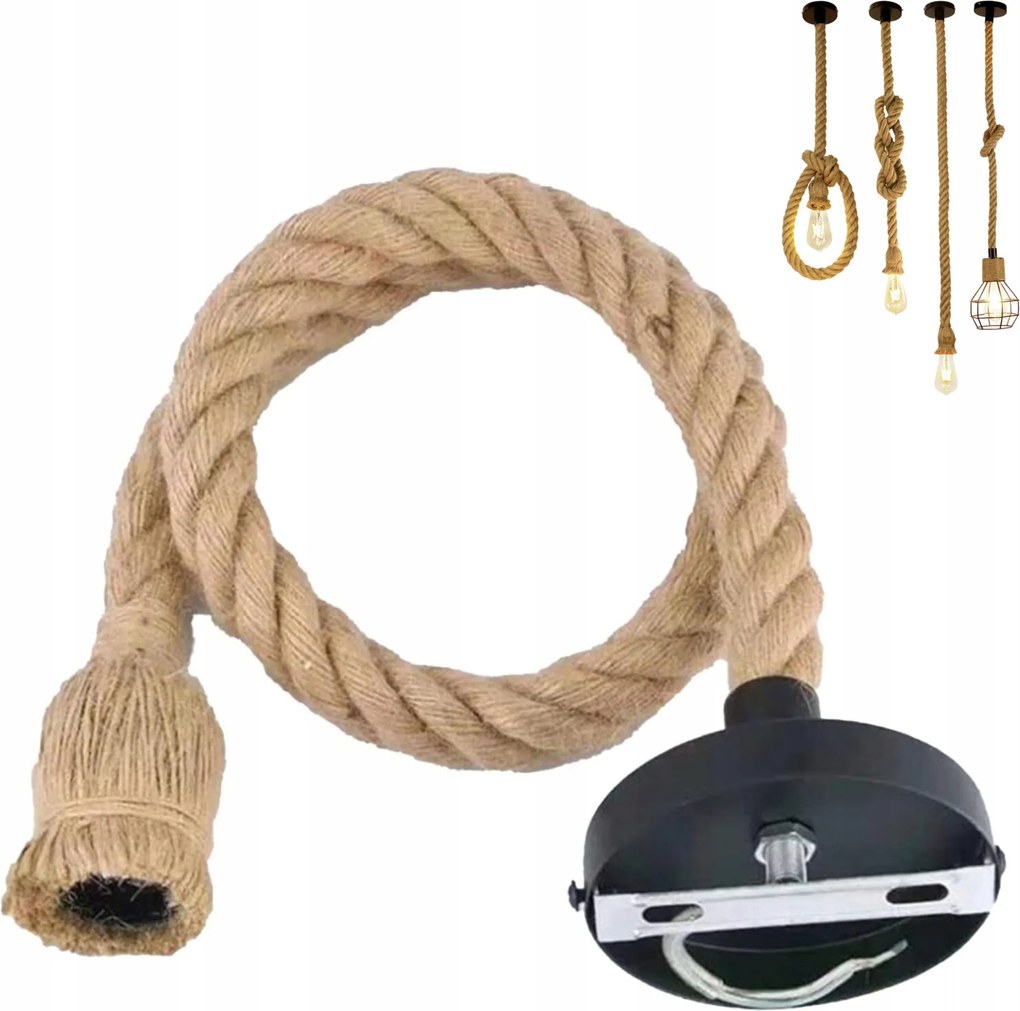 Mennyezeti Lámpa Függő Led Csillár Lámpatest Juta Zsinór 95cm E27