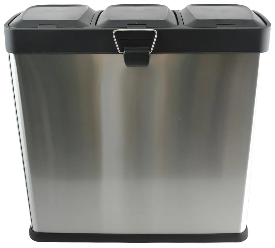 Matt ezüstszínű acél szelektív pedálos szemetes 3x20 l Tri Selectif – MSV
