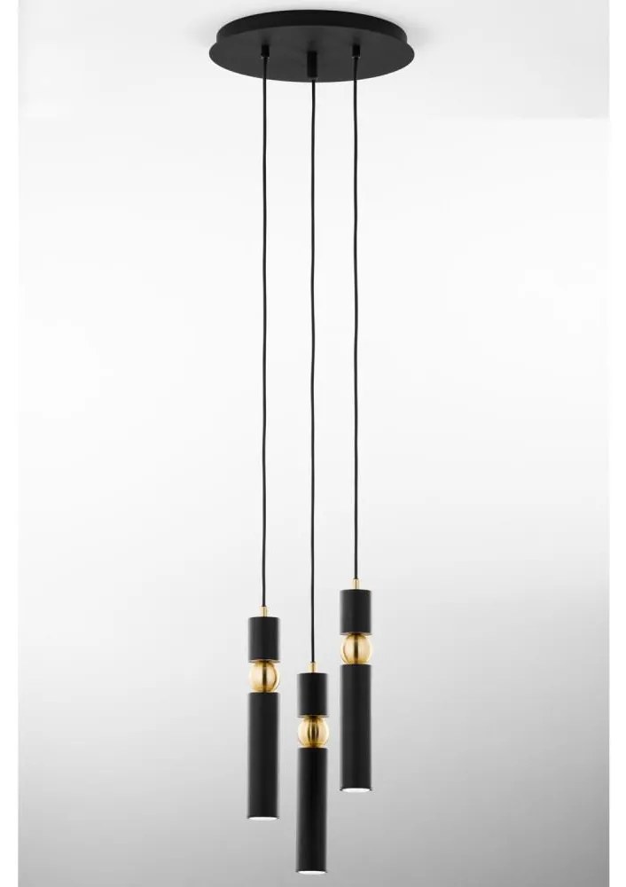 Jupiter 2013 - Csillár zsinóron ALAS 3xGU10/10W/230V fekete/arany