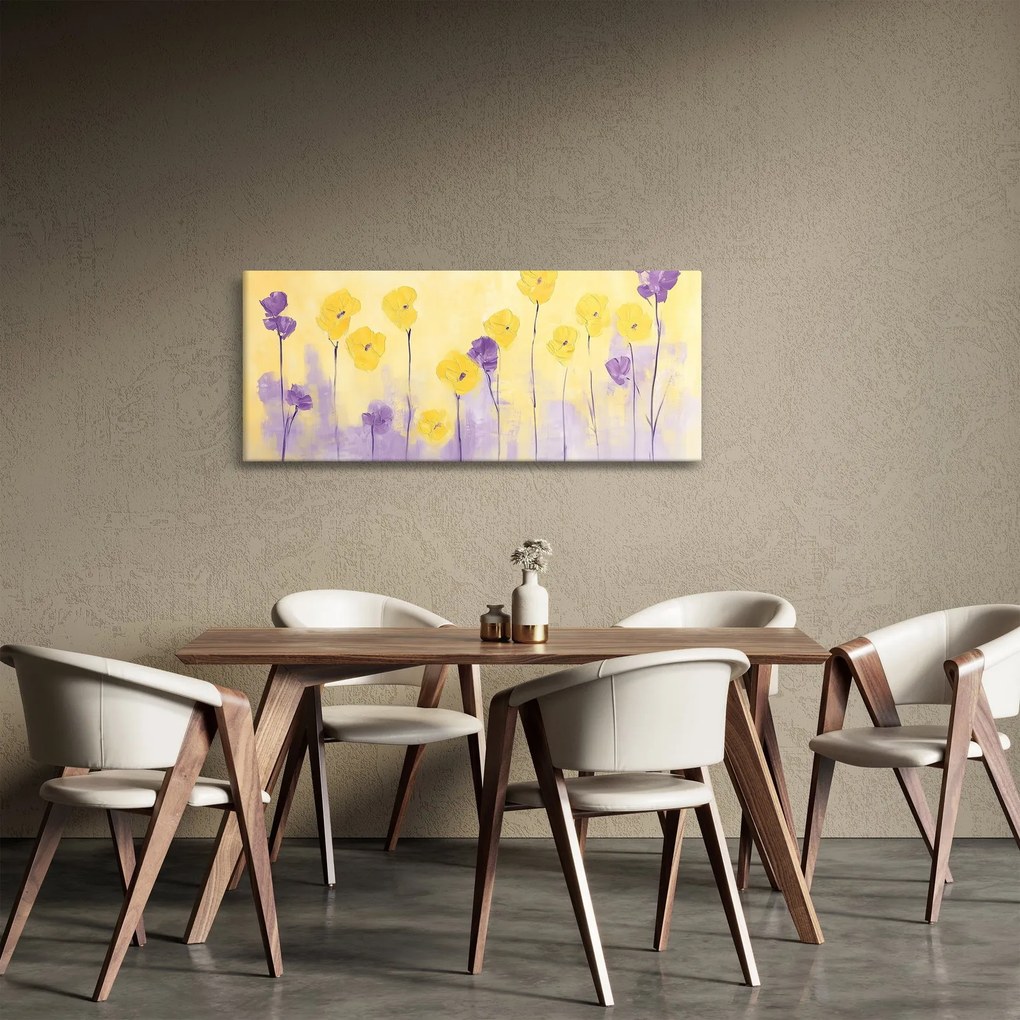 Kép - Lila és sárga virágok (120x50 cm)