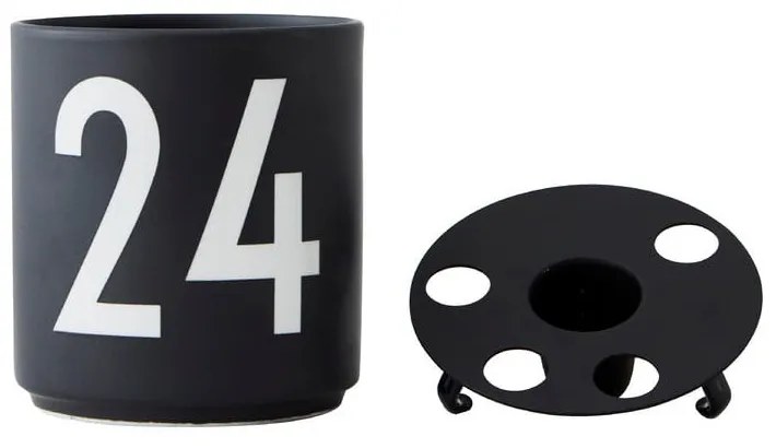 Fekete porcelán gyertyatartó - Design Letters