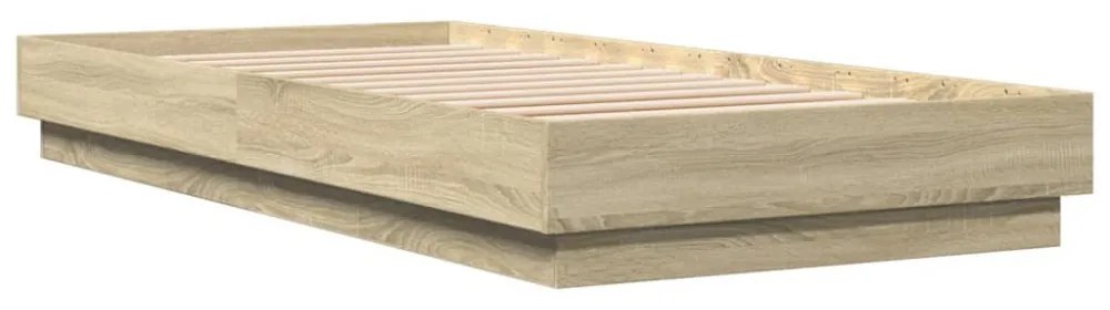 sonoma tölgy színű ágykeret LED-világítással 90x200 cm