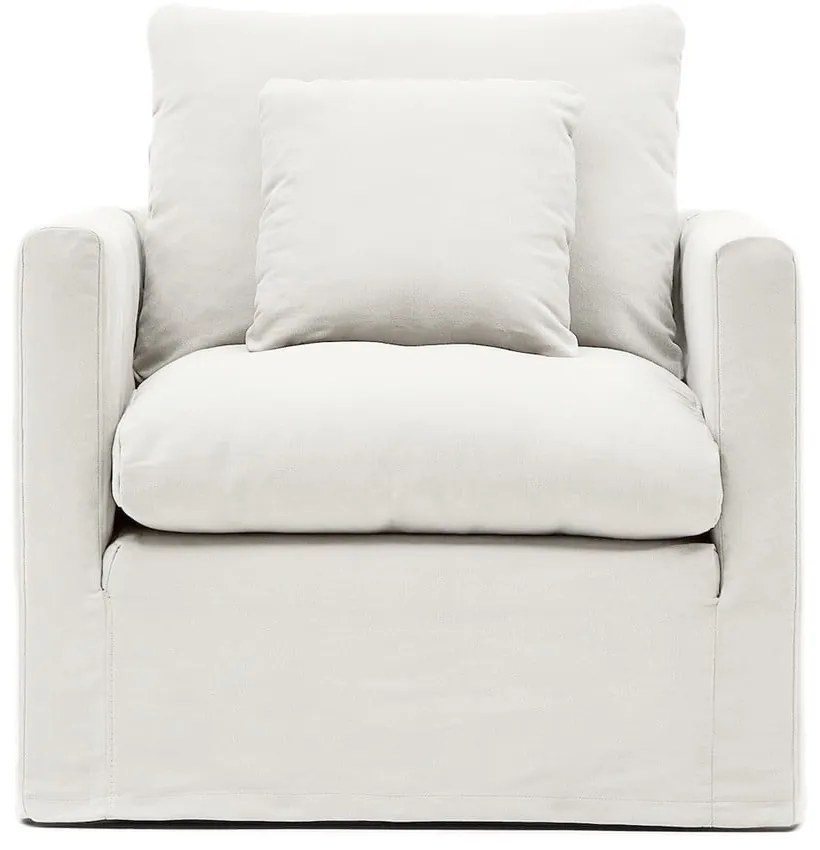 Fehér len fotel Nora – Kave Home