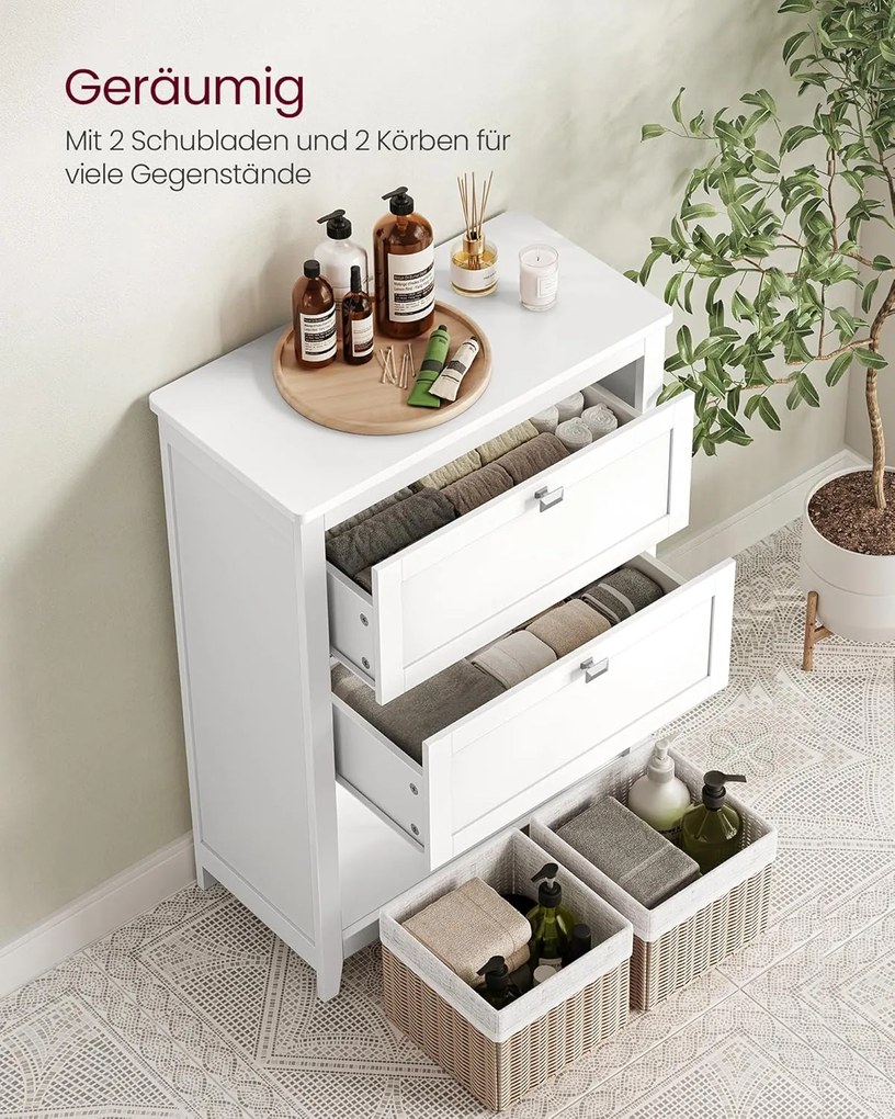 Fürdőszobai szekrény 2 fiókkal 30 × 60 × 80 cm, fehér