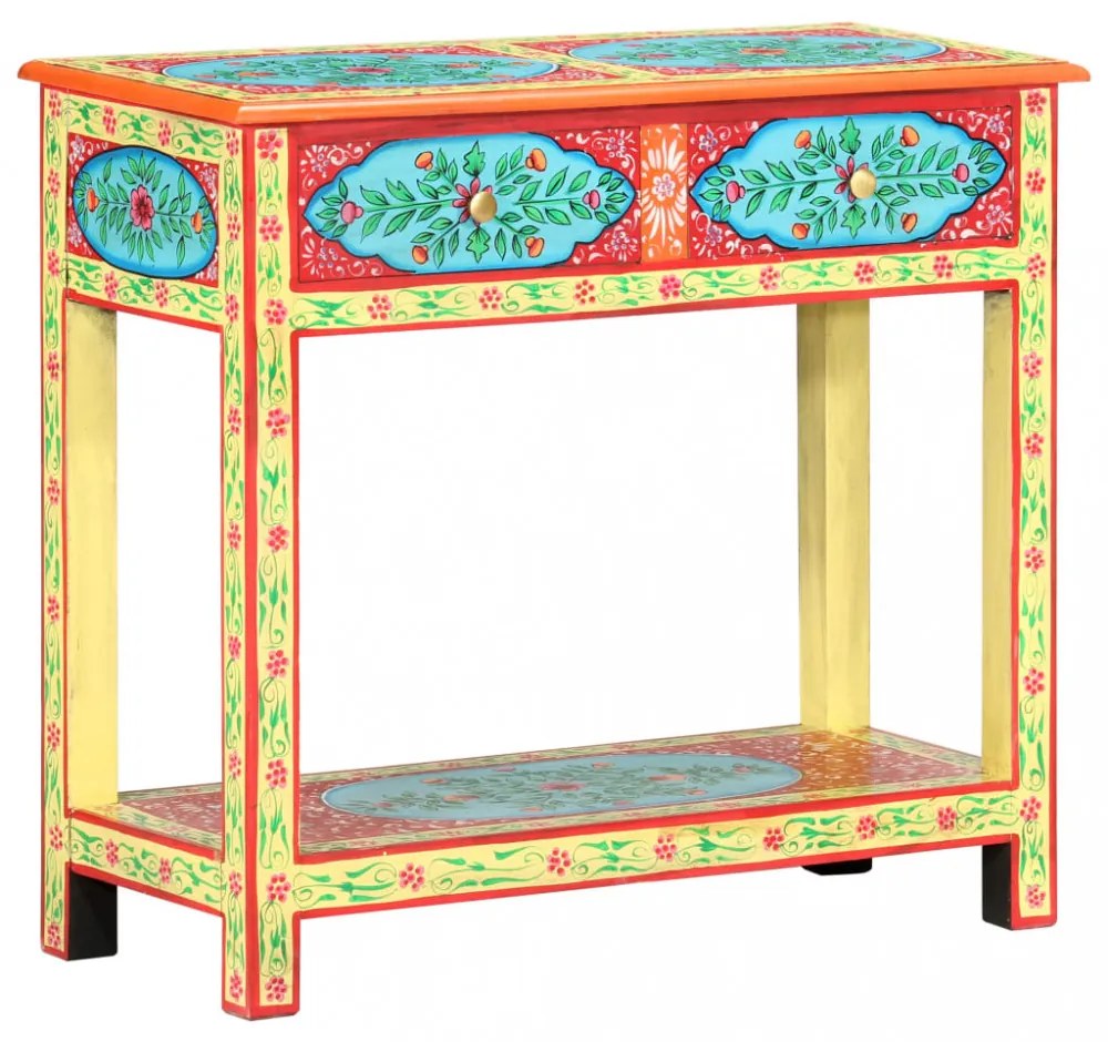 kézzel festett tömör mangófa tálalóasztal 80 x 35 x 75 cm