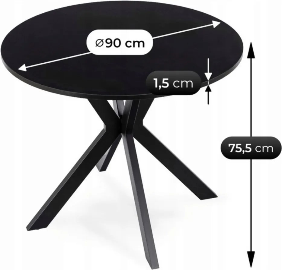 Stół LAUREN 90 cm Czarny